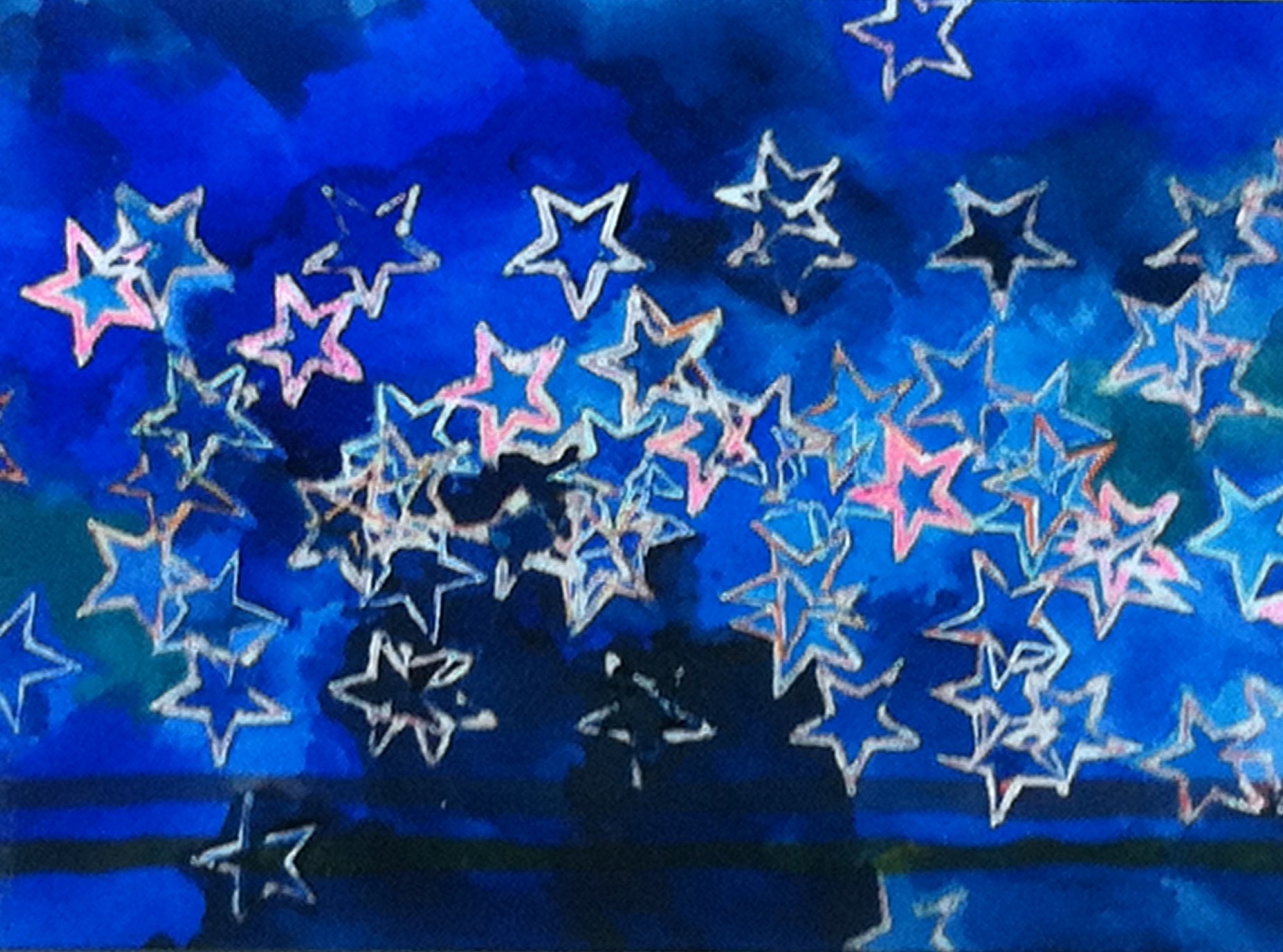 Starry Stars Watercolour Painting Peter J E Matthews